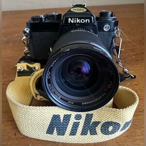 Nikon FE 4129188 SLR 35mm Film Digital Camera w/ 28-80mm Zoom + Macro Lens
